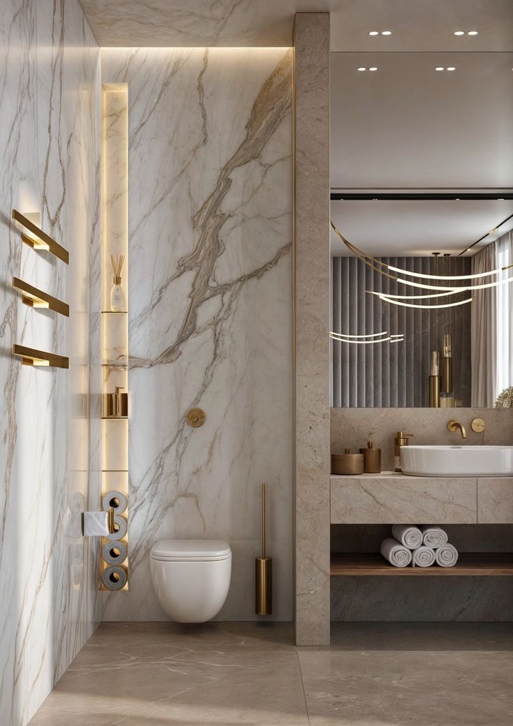 санузел белый мрамор